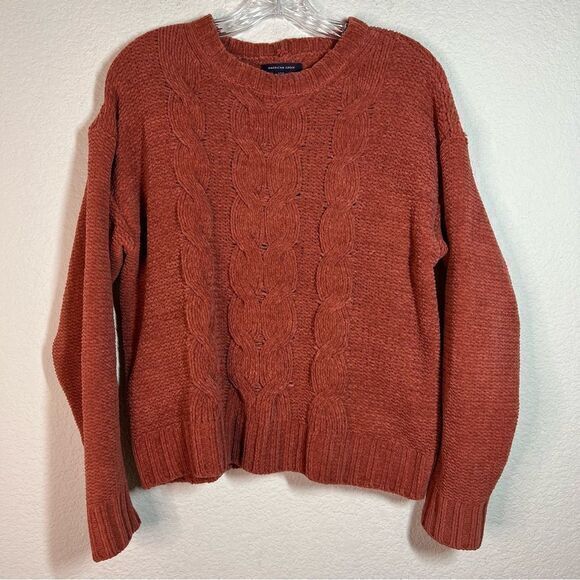 American Eagle Rust Chunky Cabbleknit Cozy Pullover Sweater Womens Size‎ Small - Picture 1 of 6